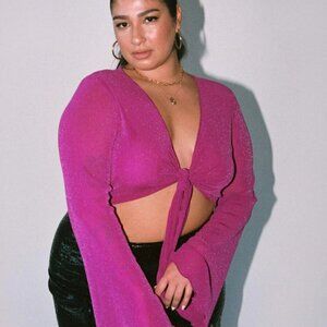 Princess Polly Thelma Tie Top Pink Curve